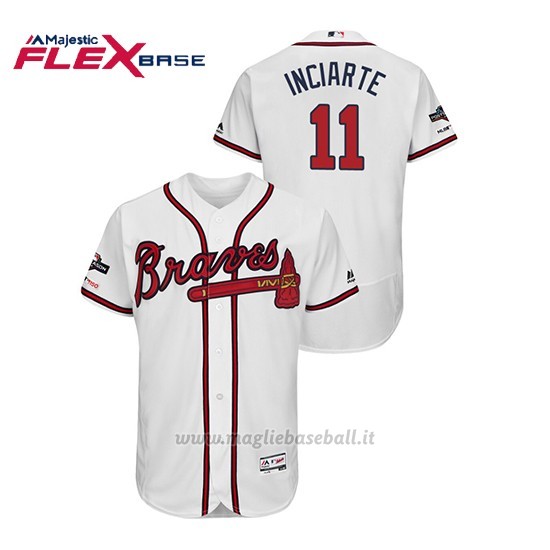 Maglia Baseball Uomo Atlanta Braves 11 Ender Inciarte 2019 Postseason Flex Base Bianco
